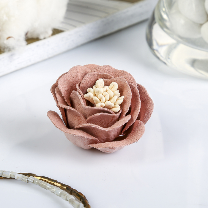 Декор для творчества под замшу "Розочка" сливочный (набор 2 шт) 4,5х4,5 см