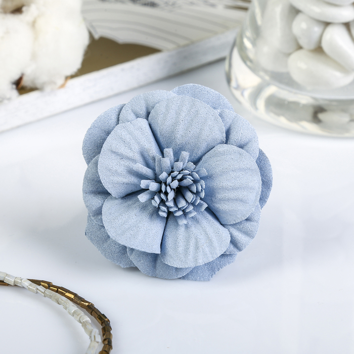 Декор для творчества под замшу "Камелия" голубой (набор 2 шт) 5х5 см