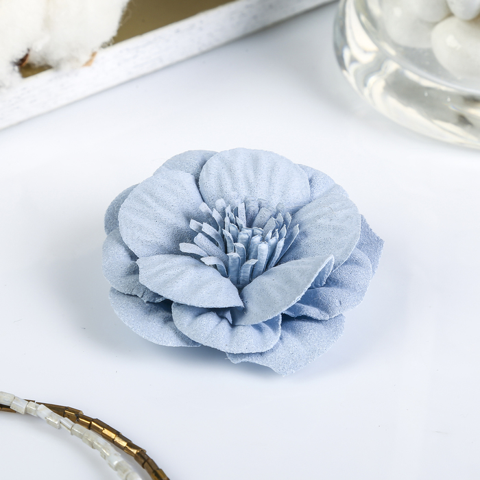 Декор для творчества под замшу "Камелия" голубой (набор 2 шт) 5х5 см