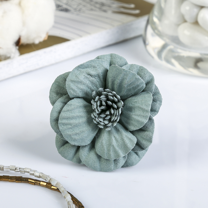 Декор для творчества под замшу "Камелия" зелёный (набор 2 шт) 5х5 см