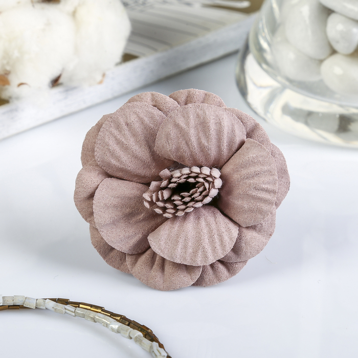 Декор для творчества под замшу "Камелия" телесный (набор 2 шт) 5х5 см