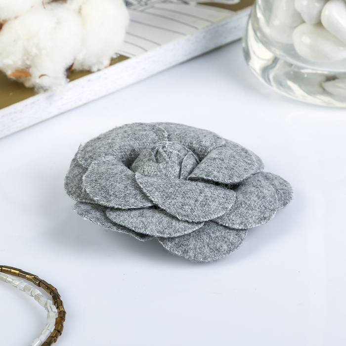 Декор для творчества войлок "Королевская роза" серый (набор 2 шт) 6,5х6,5 см