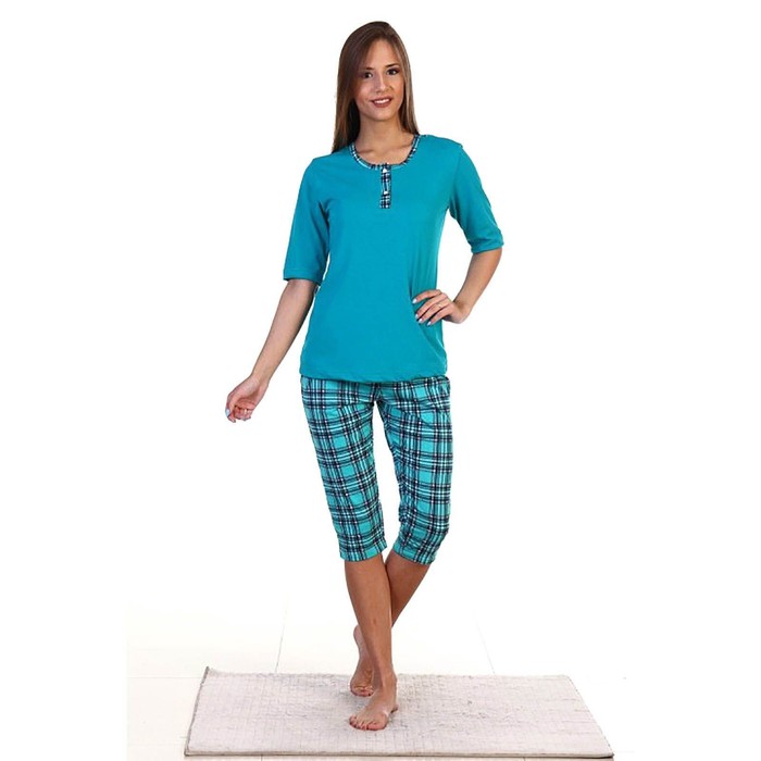 Пижама женская (футболка, бриджи) ПК227 цвет МИКС, р-р 54