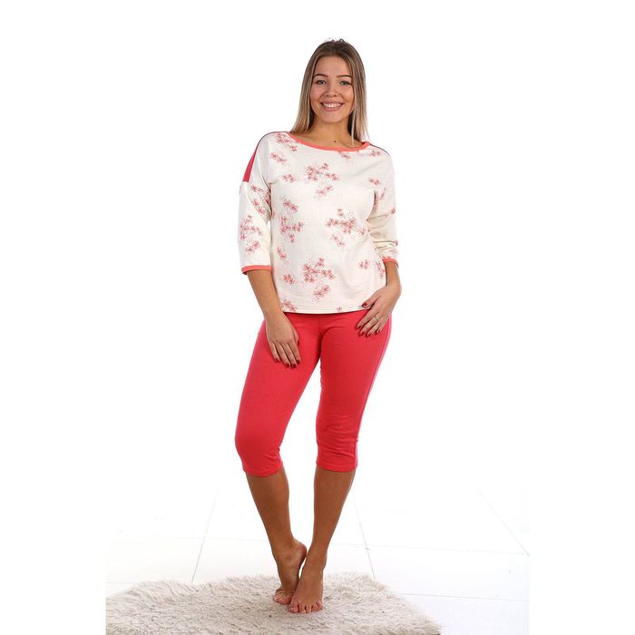 Пижама женская (футболка, бриджи) ПК168 цвет МИКС, р-р 52