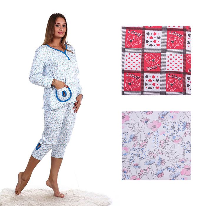 Пижама женская (джемпер, бриджи) ПК99 цвет МИКС, размер 48