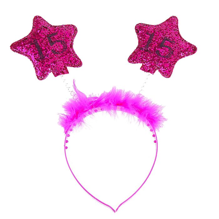Ободок "15 лет" с пушком, 2 звезды, цвета МИКС