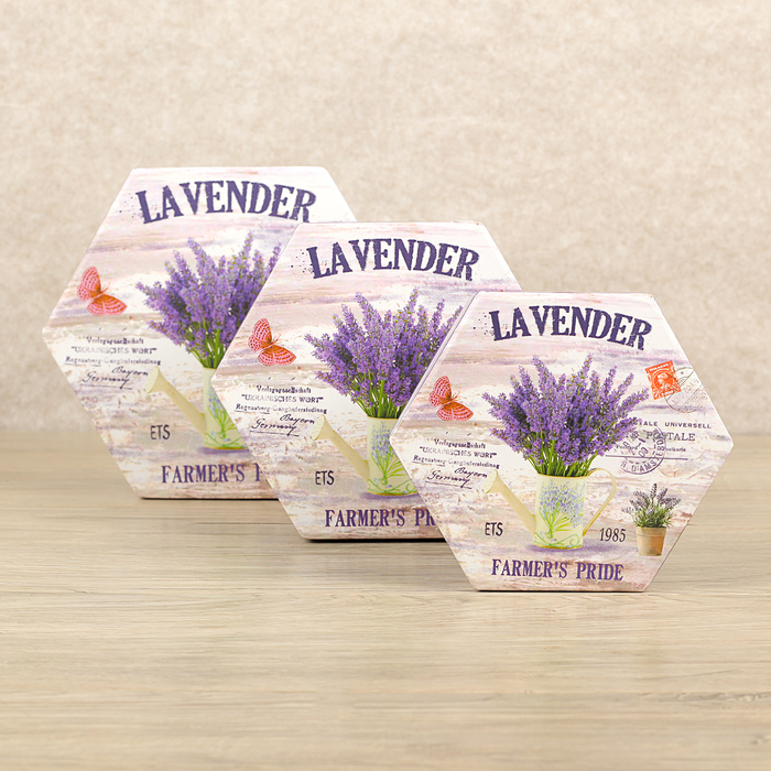 Набор коробок 3в1 "Лаванда", 18,5 х 18,5 х 8 - 13,5 х 13,5 х 6,5 см