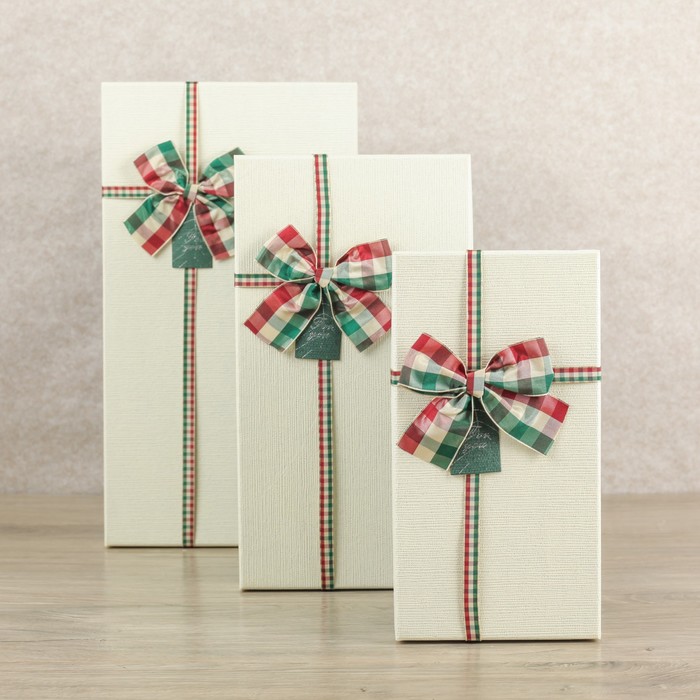 Набор коробок 3в1 "С бантиком", 39,5 х 22 х 14,5 - 26 х 14 х 11 см