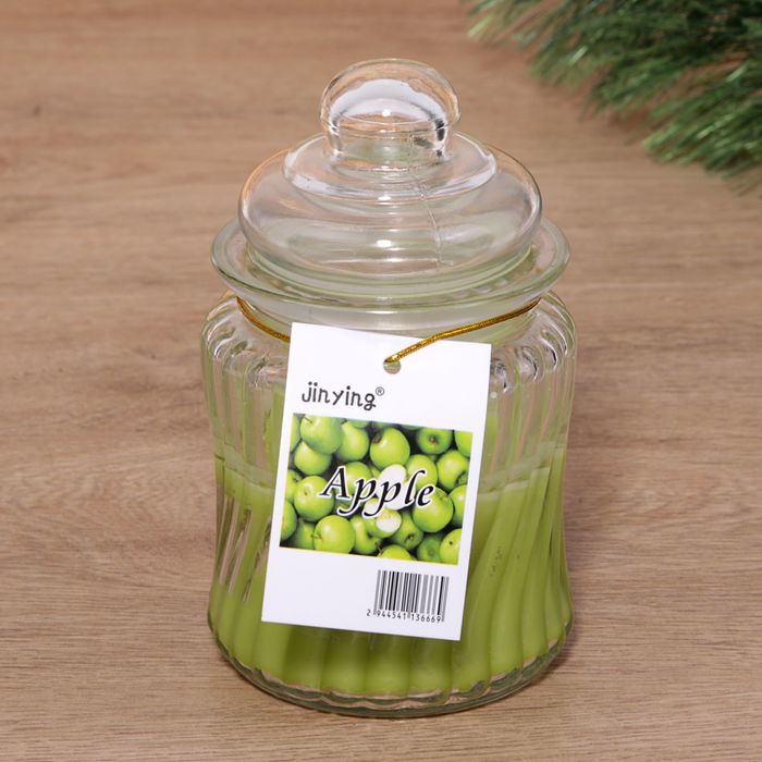 Свечи ароматическая в стекле "Большой горшочек" 11х10см. яблоко