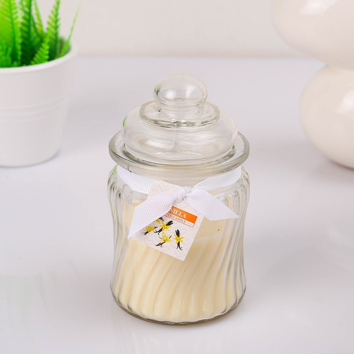 Свечи ароматическая в стекле "Большой горшочек" 11х10см. жасмин