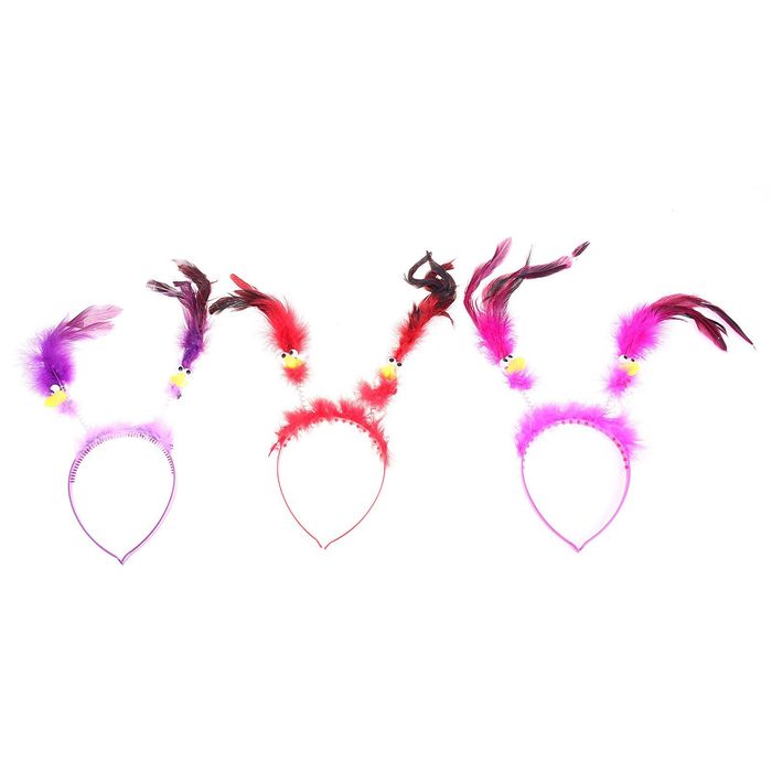 Ободок "Птичка с перьями", цвета МИКС