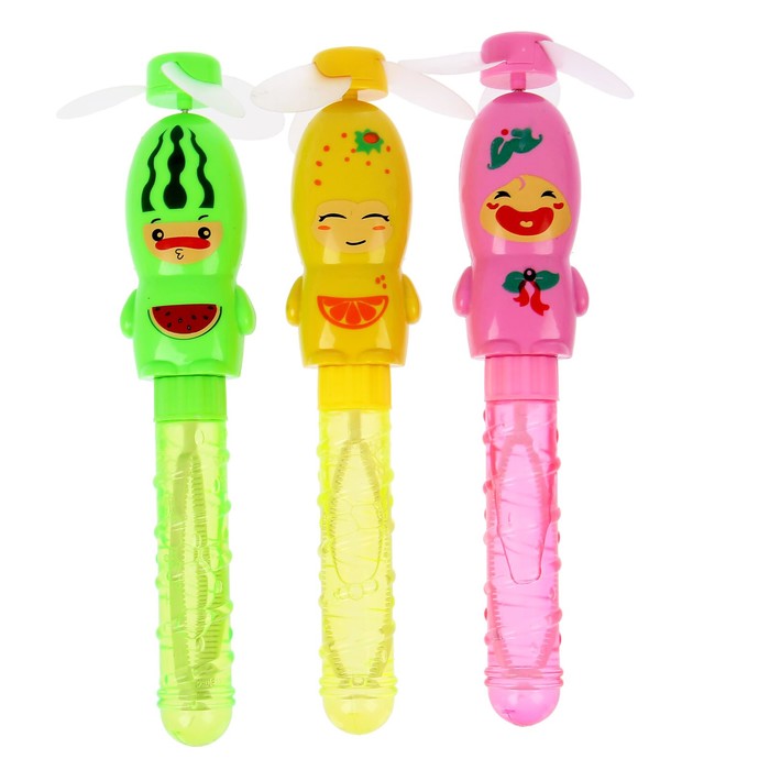 Мыльные пузыри "Детки-фрукты", с ручным вентилятором, микс