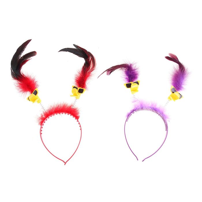 Ободок "Птичка в очках", цвета МИКС