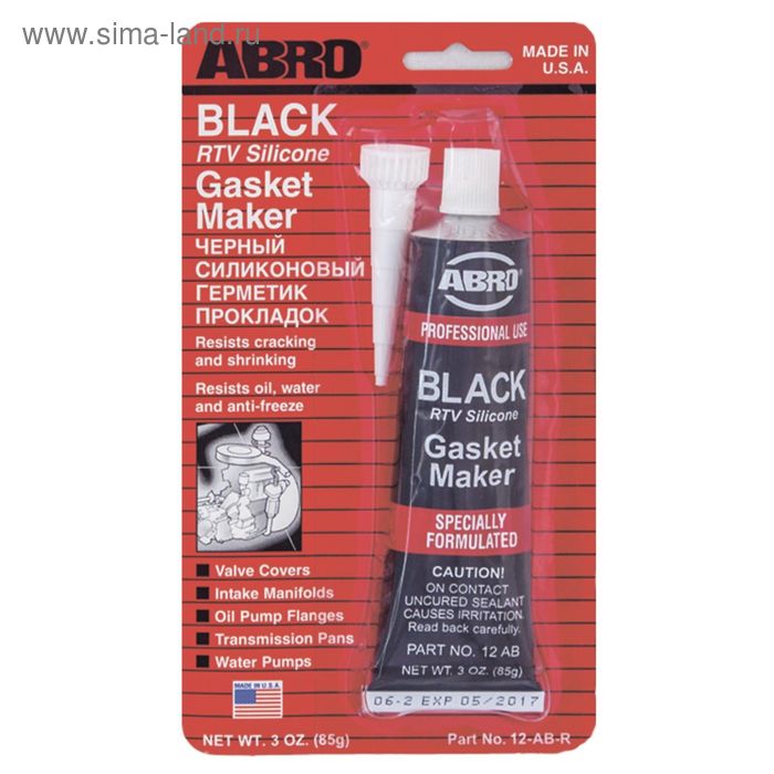 Герметик прокладок ABRO черный, 85 г 12-AB герметик прокладок abro прозрачный 42 5 г 13 ab 42 5