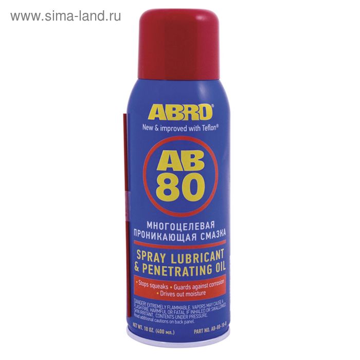 Смазка-спрей многоцелевая ABRO, 400 мл AB-80-10-R смазка спрей многоцелевая проникающая abro 100 мл ab 8 100 r