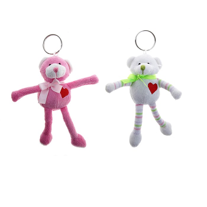 Мягкая игрушка-брелок музыкальная "Мишка", вышито сердечко, цвета МИКС