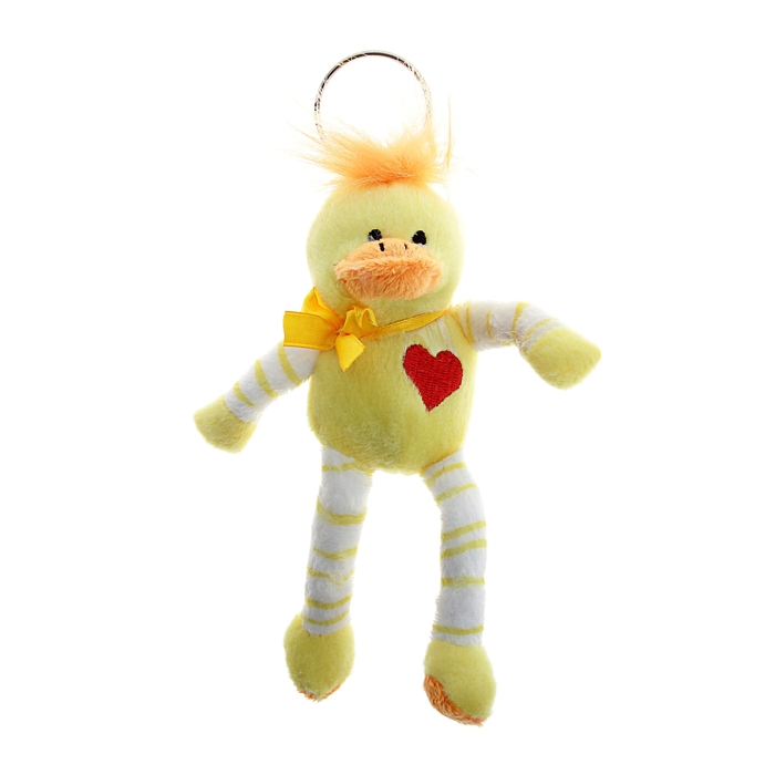 Мягкая игрушка-брелок музыкальная "Утёнок", вышито сердечко
