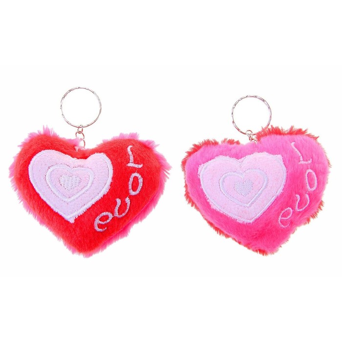 Мягкая игрушка-брелок "Сердечко с вышивкой", цвета МИКС