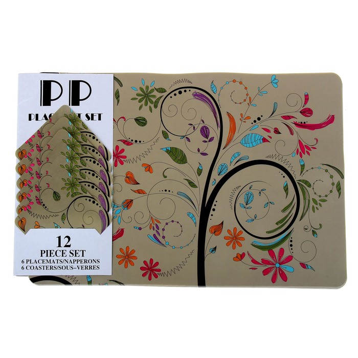 Набор салфеток кухонных 12 см "Фламенко" 6 шт - 43х28 см, 6 шт - 10х10 см