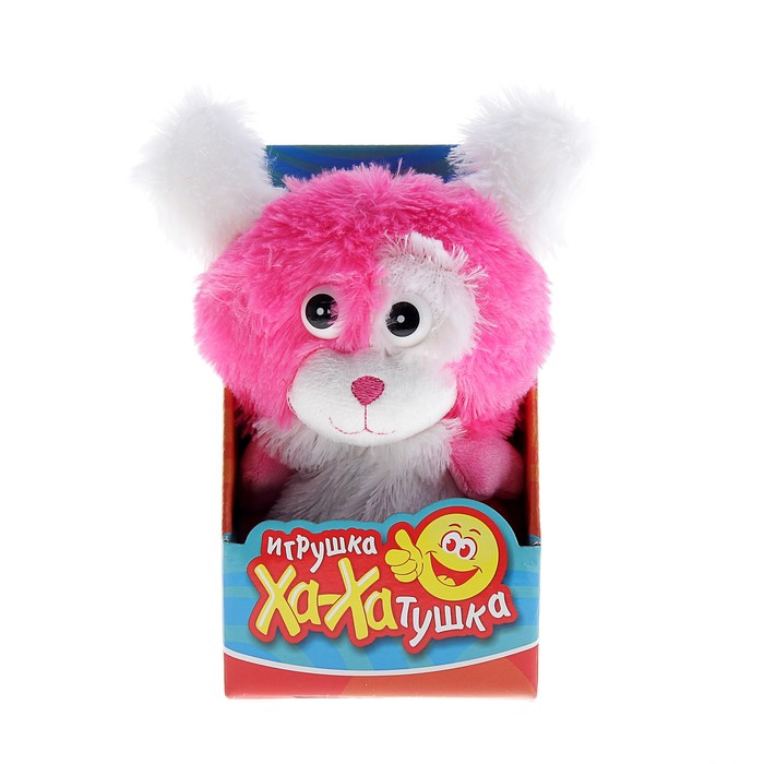 Мягкая игрушка интерактивная "Розовая собачка-хохотун"