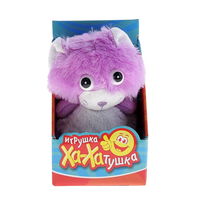 Мягкая игрушка интерактивная "Сиреневый котик хохотун"