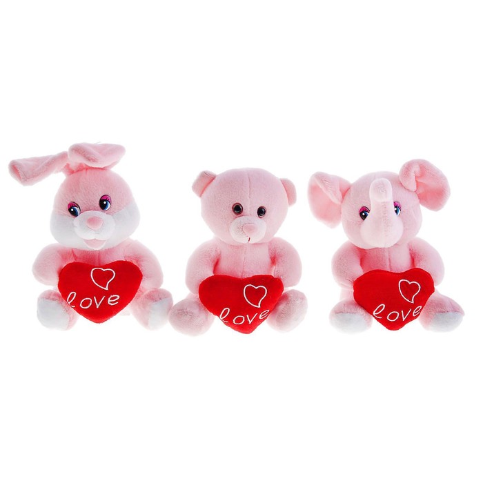 Мягкая игрушка "Зверюшки с сердцем", 16 см, МИКС