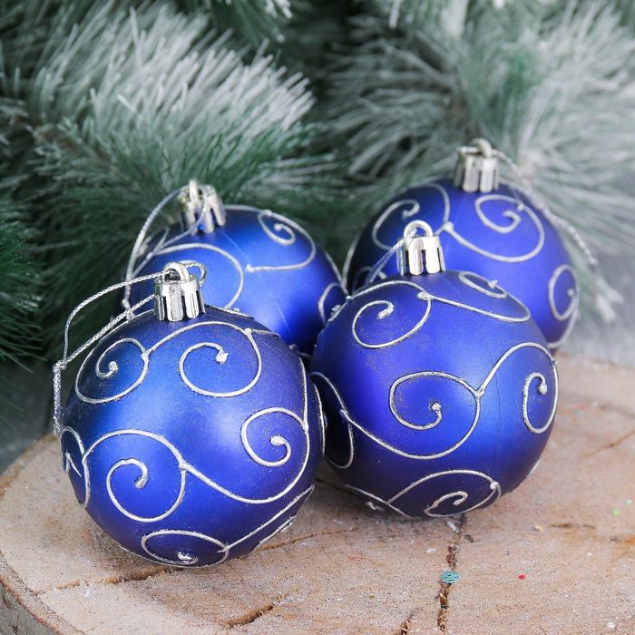 Набор шаров пластик "Элит" d-6 см 12 шт синий