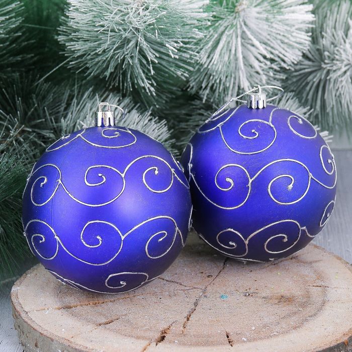 Набор шаров пластик "Элит" d-10 см 4 шт синий