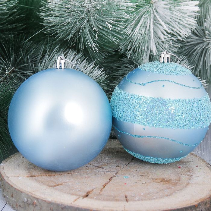 Набор шаров пластик "Блестящий горох" d-10 см 8 шт голубой