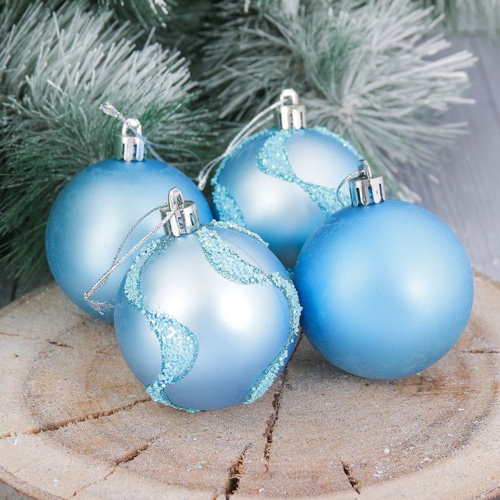 Набор шаров пластик "Вертикаль" d-6 см 12 шт голубой