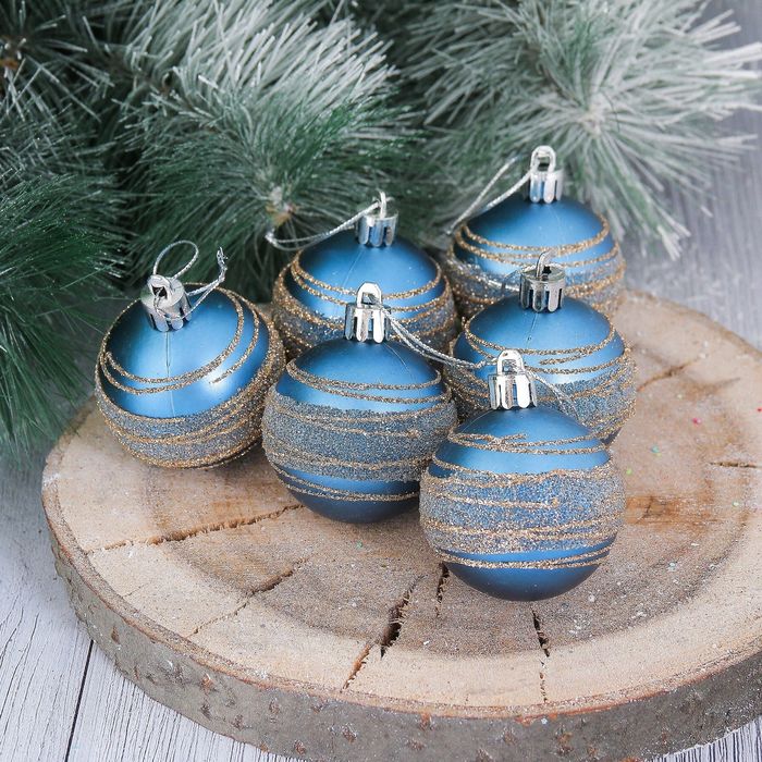 Набор шаров пластик "Синий блюз" d-5 см 6 шт