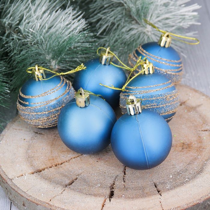 Набор шаров пластик "Синий блюз" d-5 см 20 шт