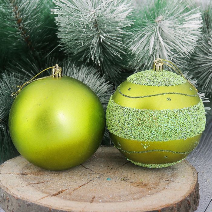 Набор шаров пластик "Блестящий горох" d-10 см 8 шт зеленый