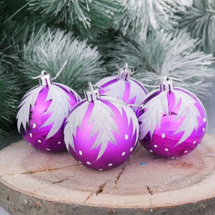 Набор шаров пластик "Перо" d-6 см 6 шт фиолет