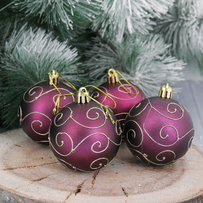 Набор шаров пластик "Элит" d-6 см 12 шт темное бордо