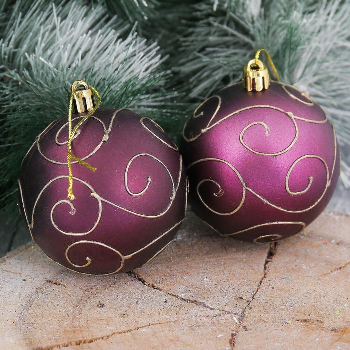 Набор шаров пластик "Элит" d-7 см 9 шт темное бордо