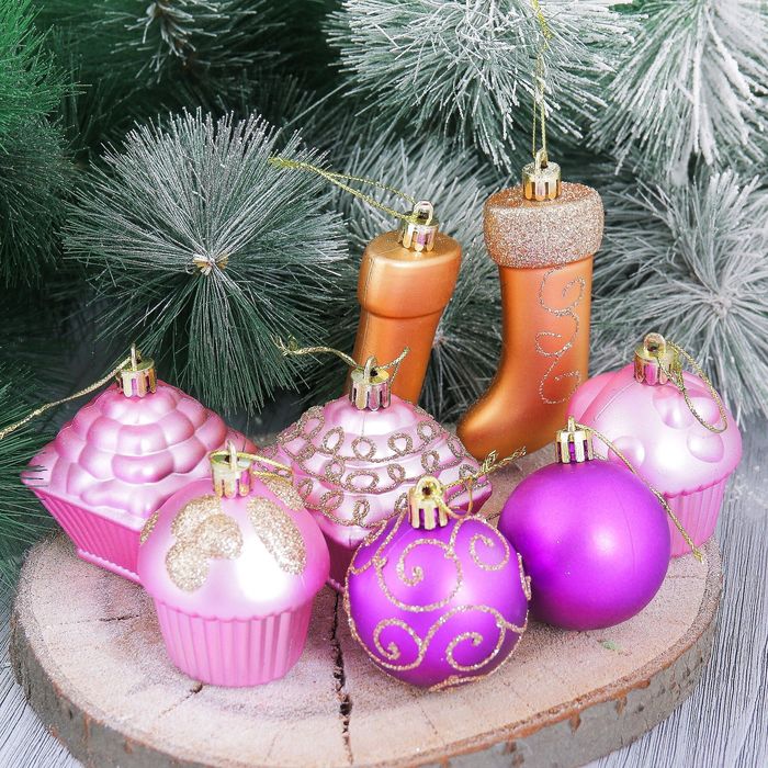 Набор украшений пластик 26 шт матовый микс