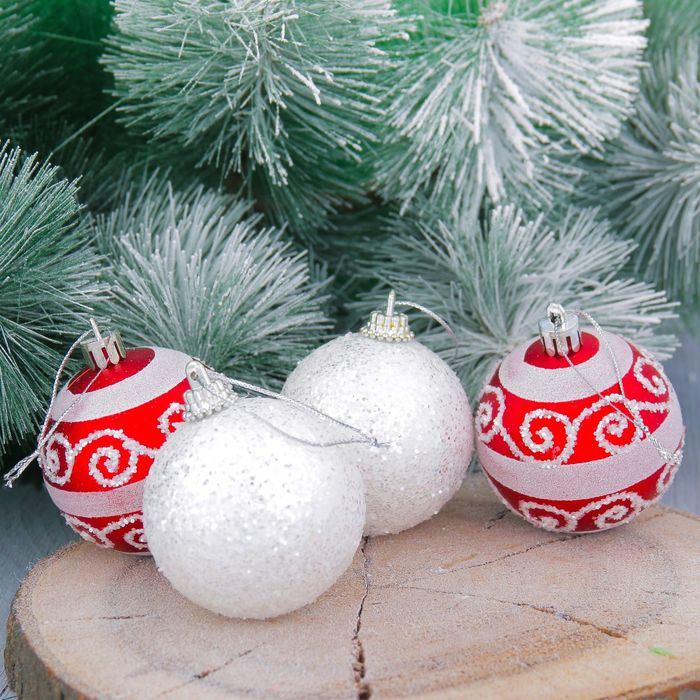 Набор шаров пластик "Соната" d-6 см 10 шт бело красный