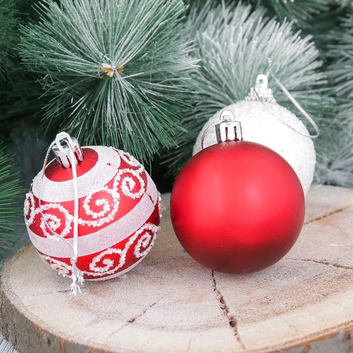 Набор шаров пластик "Соната" d-6 см 6 шт бело красный