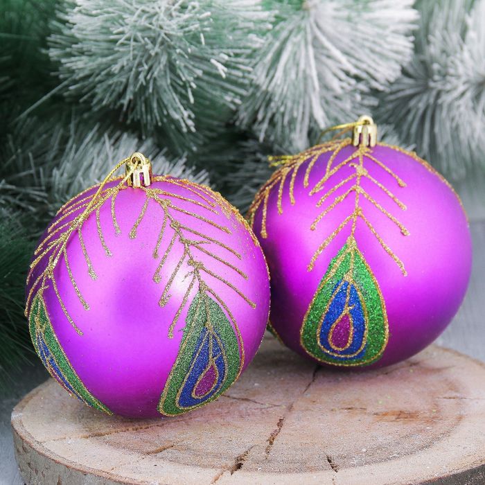 Набор шаров пластик "Перо Жар-птицы" d-10 см 4 шт.