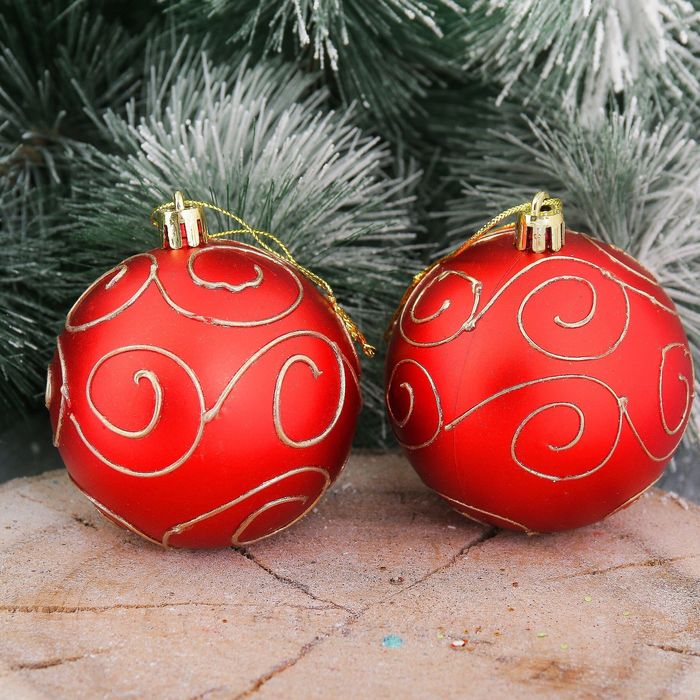 Набор шаров пластик "Элит" d-7 см 9 шт красный