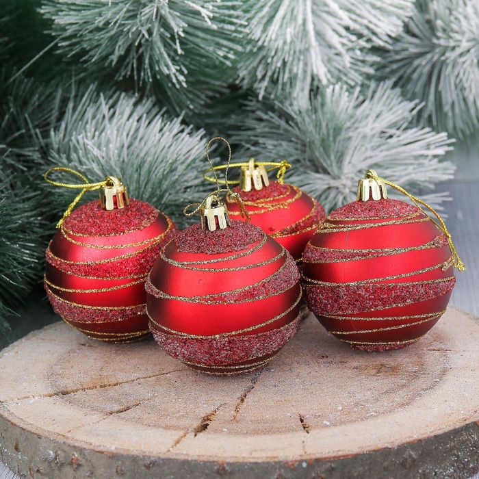 Набор шаров пластик "Юпитер" d-6 см 4 шт бордо