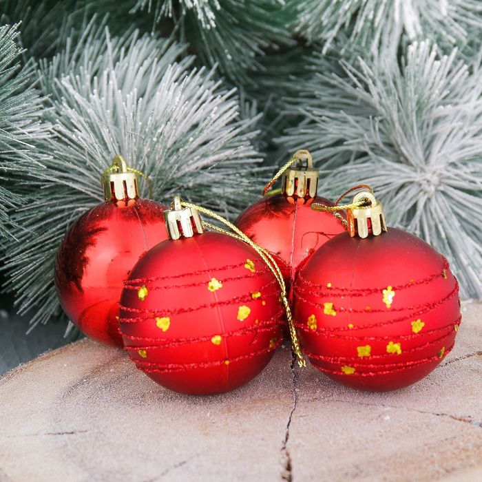 Набор шаров пластик "Созвездие" d-5 см 14 шт красный