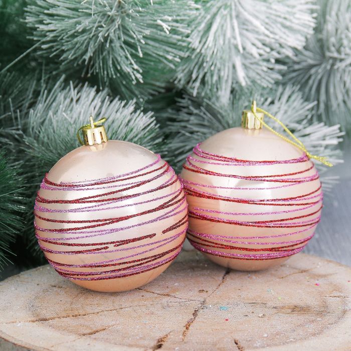 Набор шаров пластик "Пояс Ориона" d-8 см 3 шт золото