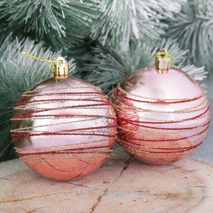 Набор шаров пластик "Пояс Ориона" d-8 см 3 шт розовый