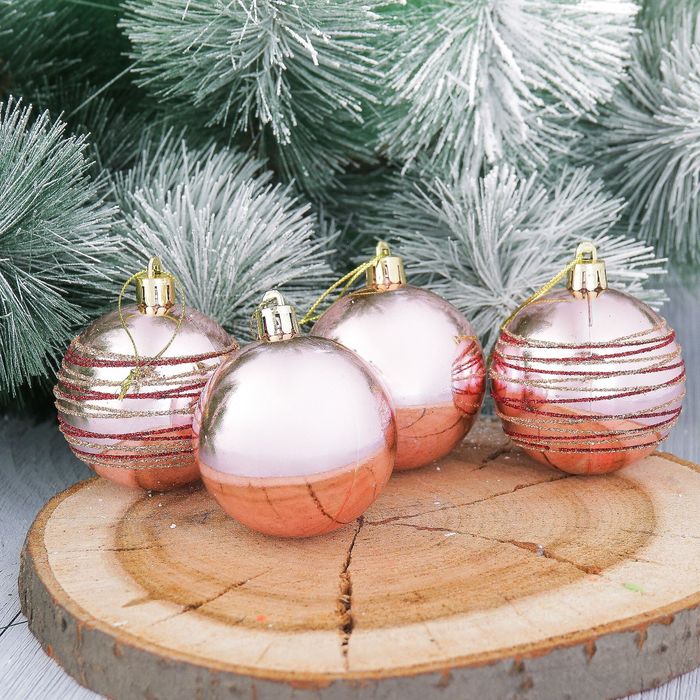 Набор шаров пластик "Пояс Ориона" d-6 см 12 шт розовый