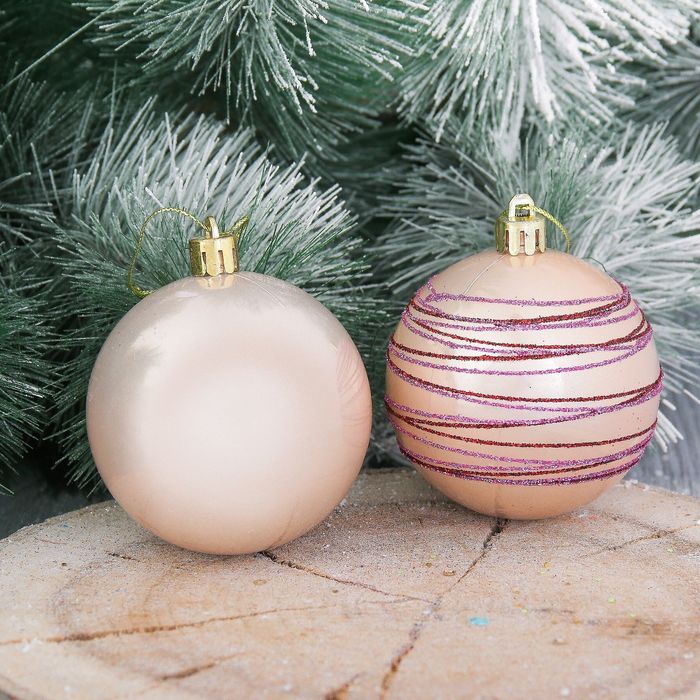 Набор шаров пластик "Пояс Ориона" d-7 см 12 шт золото