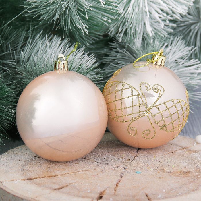 Набор шаров пластик "Жемчужная сеточка" d-8 см 6 шт