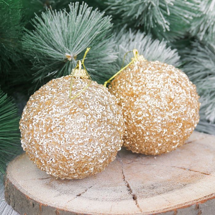 Набор шаров пластик "Золото" d-8 см 4 шт