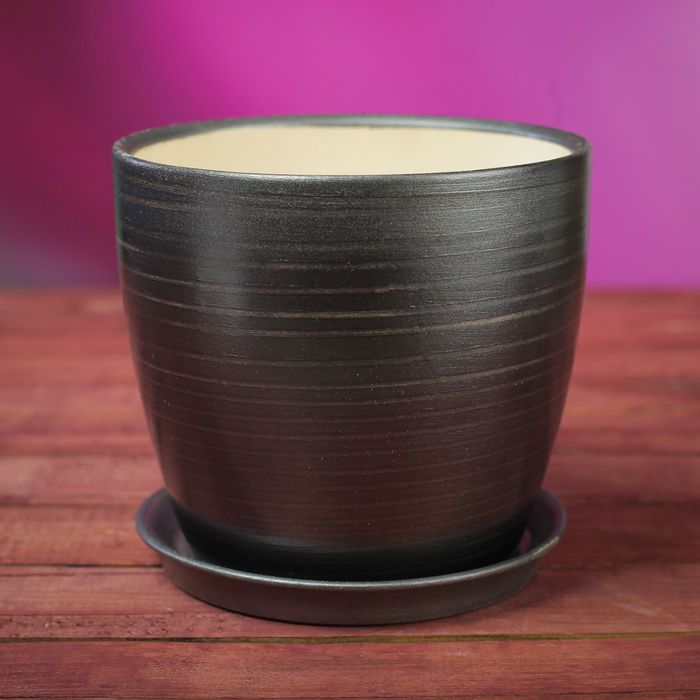 Кашпо "Осень" 1,0 л серпантин черный лак